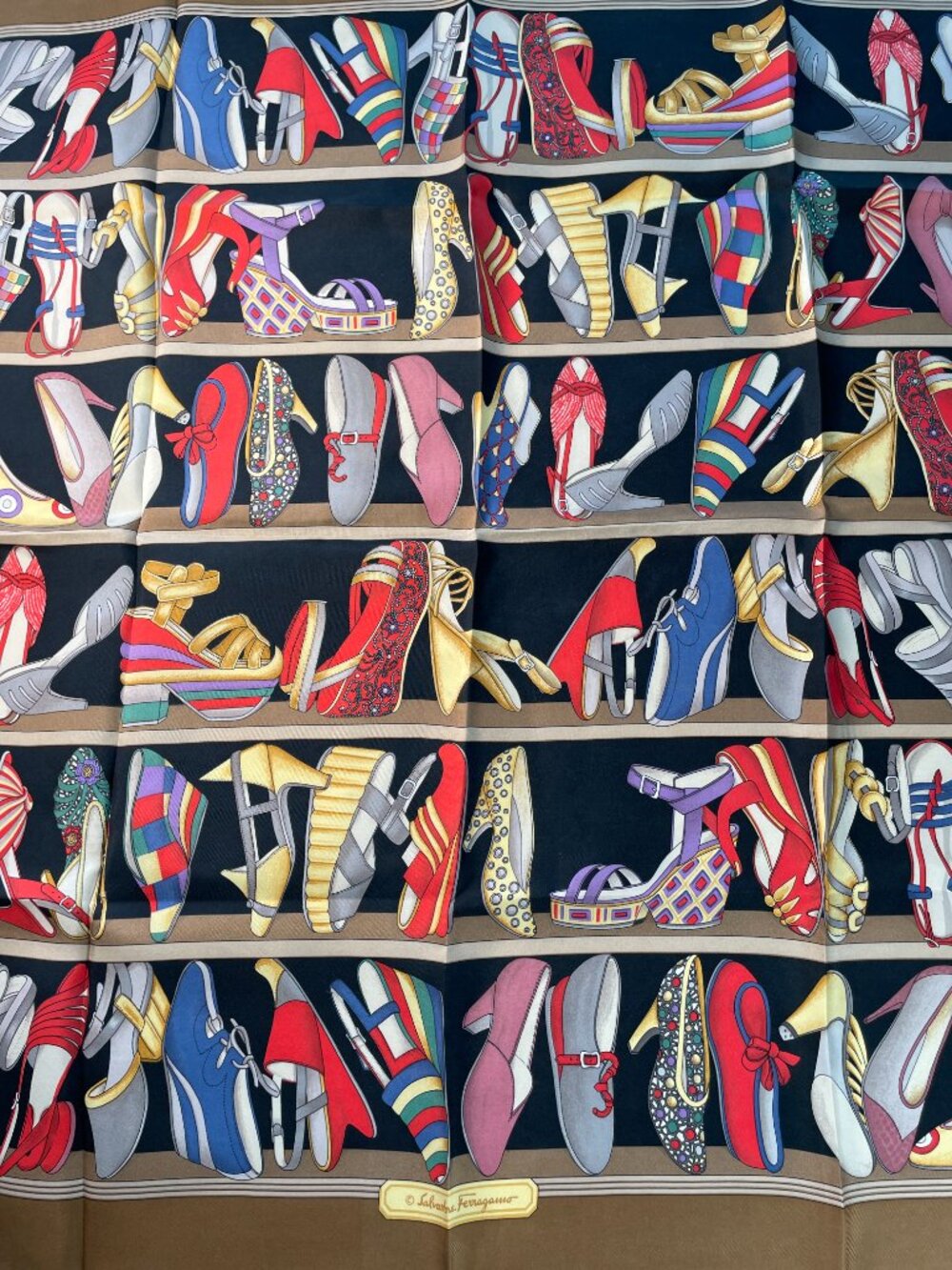 Vintage Salvatore Ferragamo Silk Scarf – Iconic Shoe Print - Picture 3 of 16